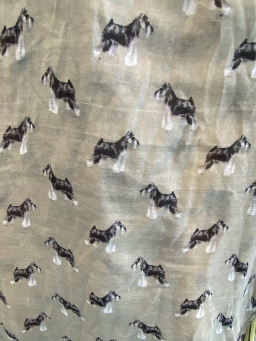 LINA & LILY Beige/Khaki Schnauzer Dog-Print Lightweight gauzy Infinity Scarf - Picture 3 of 8